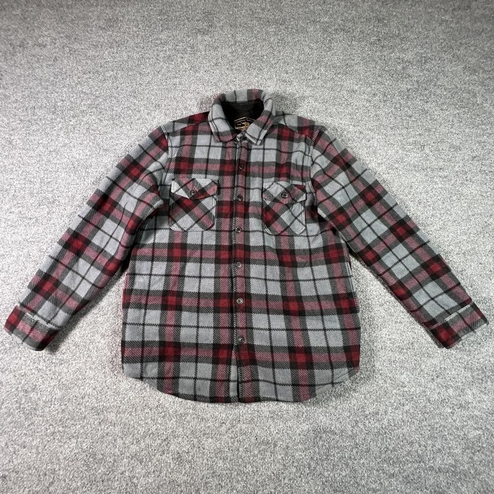 Freedom Foundry Shacket Jacket Men's M Gray Plaid Polyester Fleece-Lined Winter